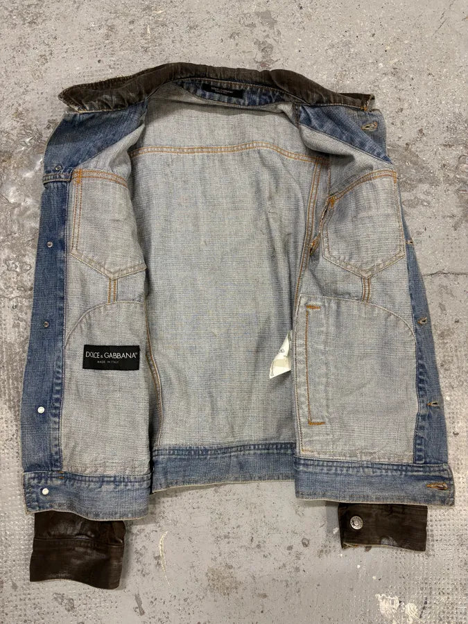 2000s Dolce & Gabbana Black Waxed Effect Denim Jacket VOqOWnG 4