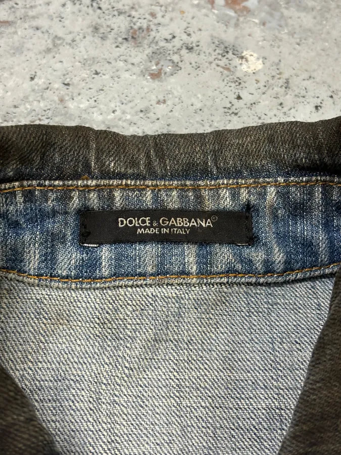2000s Dolce & Gabbana Black Waxed Effect Denim Jacket VOqOWnG 8