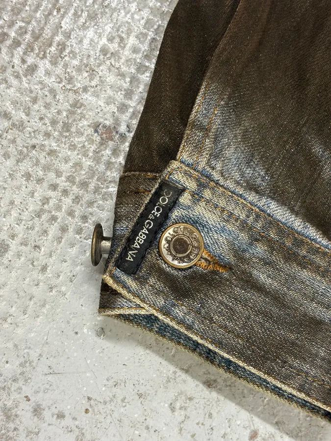 2000s Dolce & Gabbana Black Waxed Effect Denim Jacket VOqOWnG 7