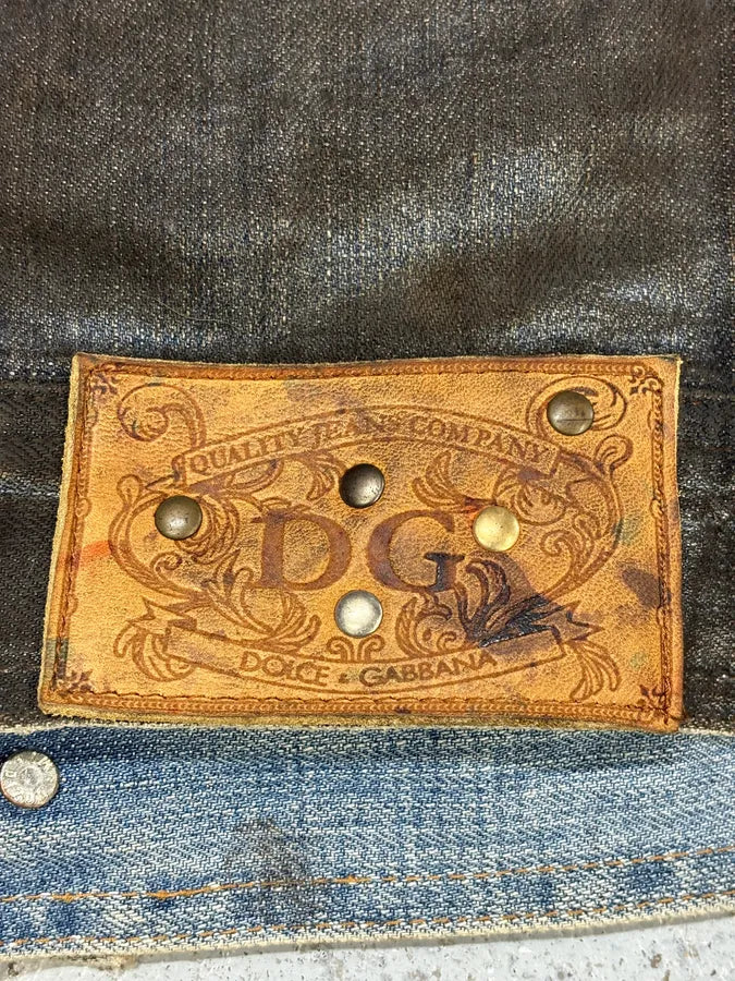 2000s Dolce & Gabbana Black Waxed Effect Denim Jacket VOqOWnG 5