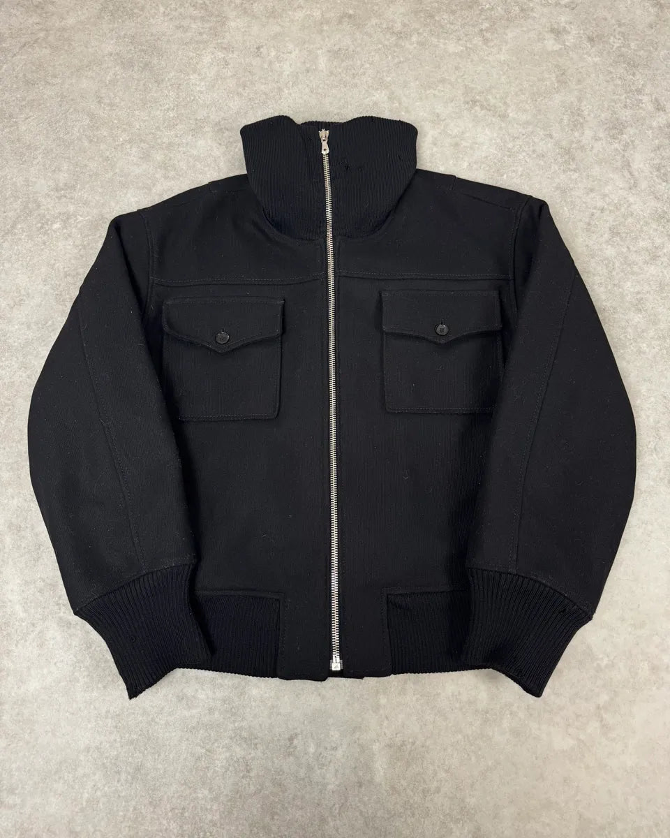 AW2003 Dolce & Gabbana Black Wool Bomber Jacket VDfMAEQ 0