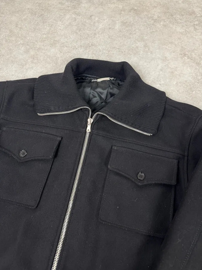 AW2003 Dolce & Gabbana Black Wool Bomber Jacket VDfMAEQ 4