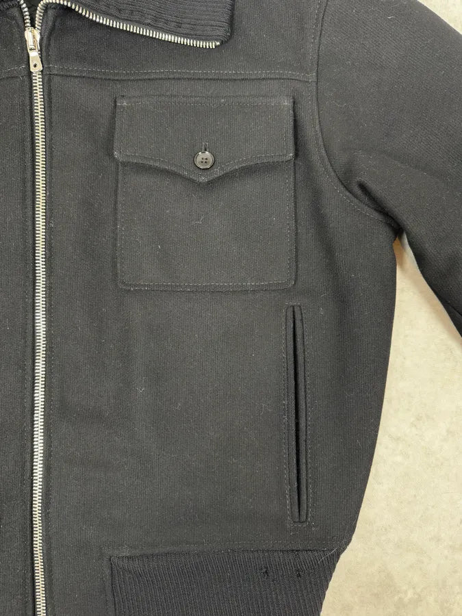 AW2003 Dolce & Gabbana Black Wool Bomber Jacket VDfMAEQ 7