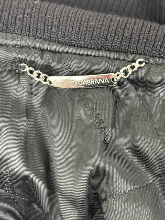 AW2003 Dolce & Gabbana Black Wool Bomber Jacket VDfMAEQ 12