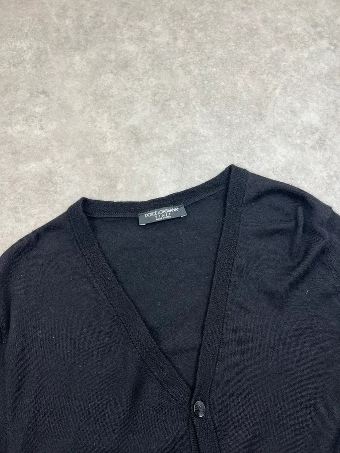 2010s Dolce & Gabbana Black Wool Button-Up Cardigan qLgihPv 4