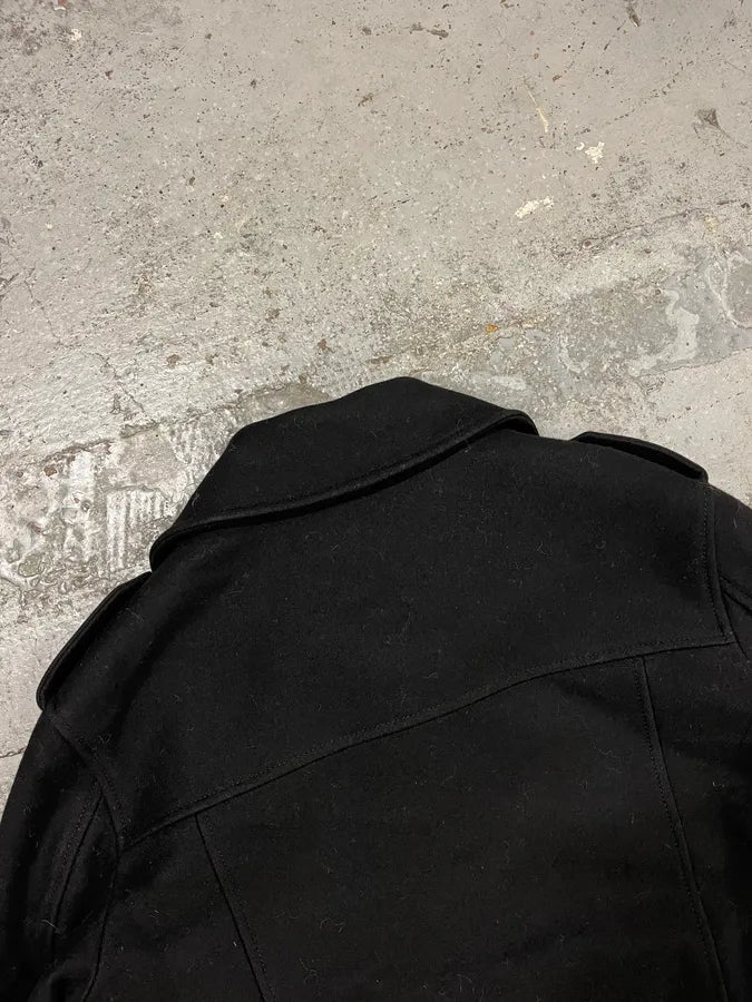 2000s Dolce & Gabbana Black Wool Caban Pea Coat hooVWAC 5