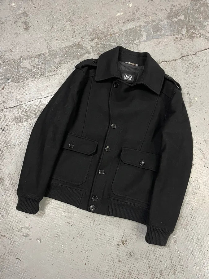 2000s Dolce & Gabbana Black Wool Caban Pea Coat hooVWAC 3