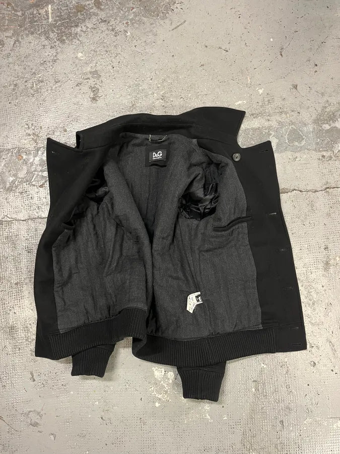2000s Dolce & Gabbana Black Wool Caban Pea Coat hooVWAC 7