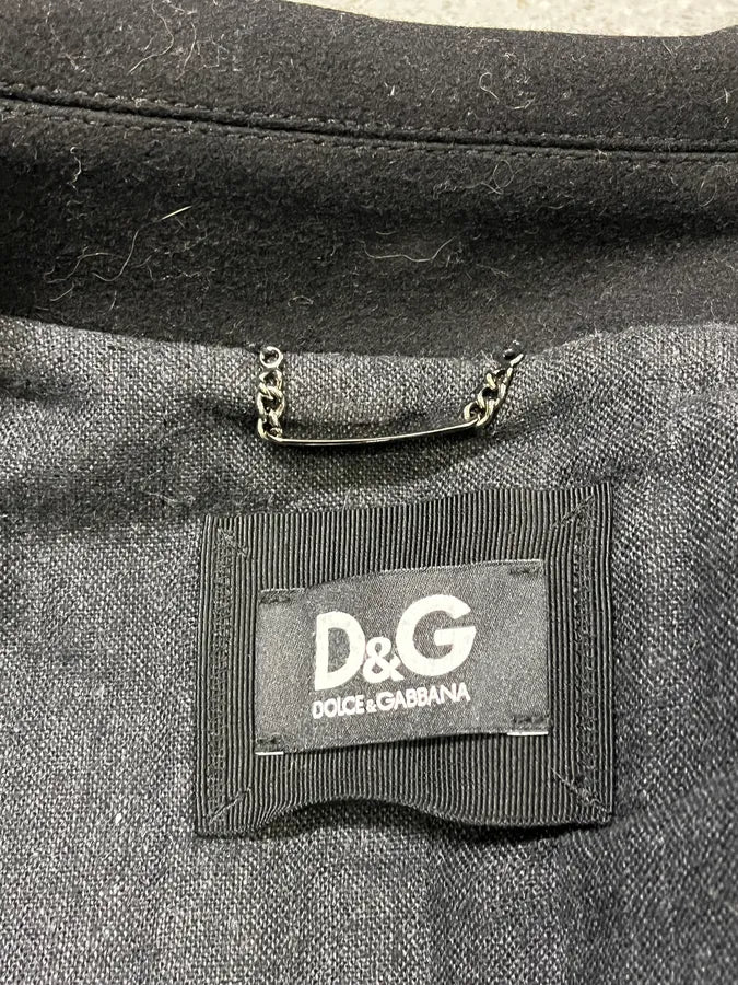 2000s Dolce & Gabbana Black Wool Caban Pea Coat hooVWAC 10