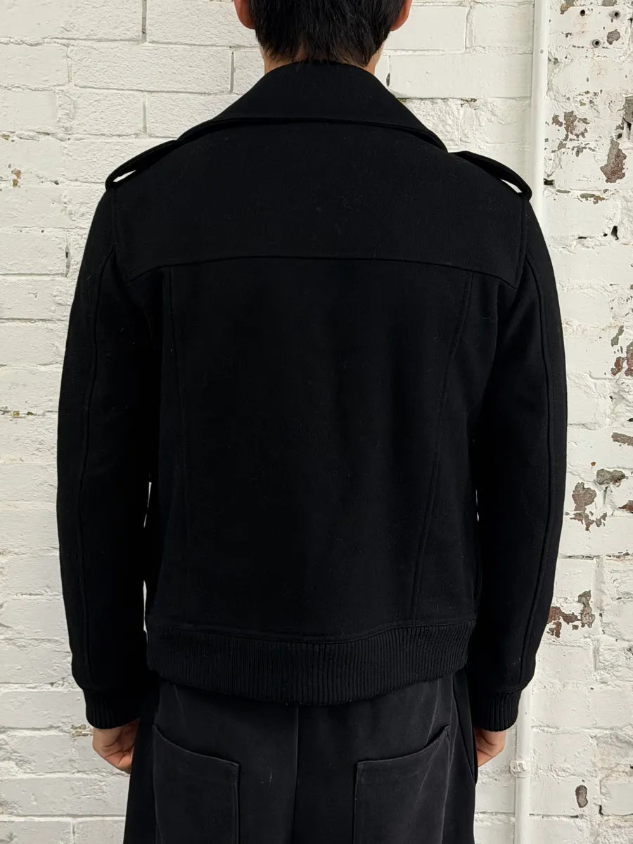 2000s Dolce & Gabbana Black Wool Caban Pea Coat hooVWAC 2