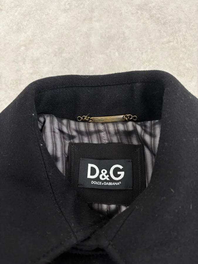 2000s Dolce & Gabbana Black Wool Military Caban Pea-Coat  kyWayZA 3