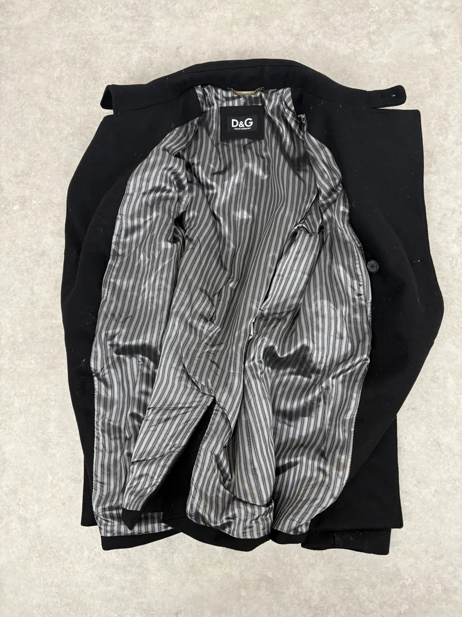 2000s Dolce & Gabbana Black Wool Military Caban Pea-Coat  kyWayZA 6