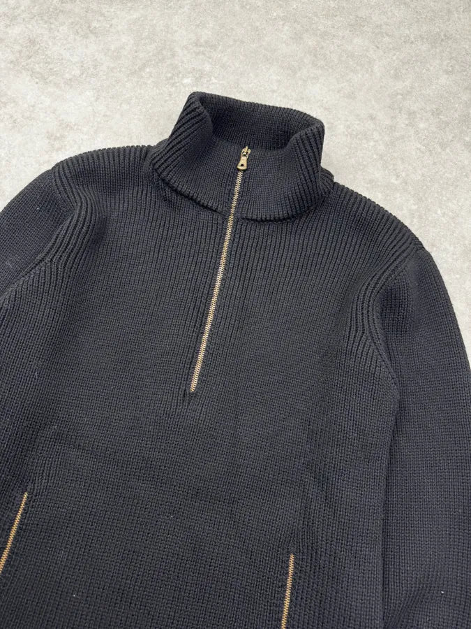 AW2003 Dolce & Gabbana Black Wool Quarter-Zip Sweater bZOfqyL 3