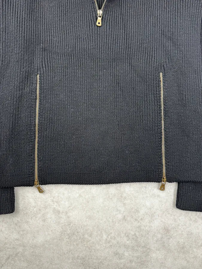AW2003 Dolce & Gabbana Black Wool Quarter-Zip Sweater bZOfqyL 7
