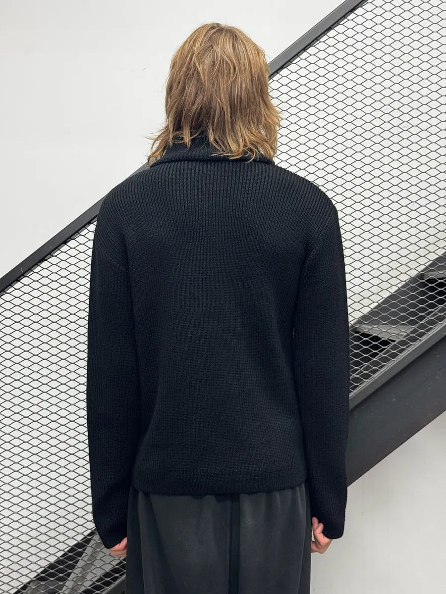AW2003 Dolce & Gabbana Black Wool Quarter-Zip Sweater bZOfqyL 2