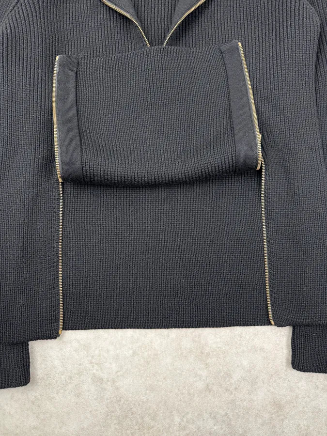 AW2003 Dolce & Gabbana Black Wool Quarter-Zip Sweater bZOfqyL 8