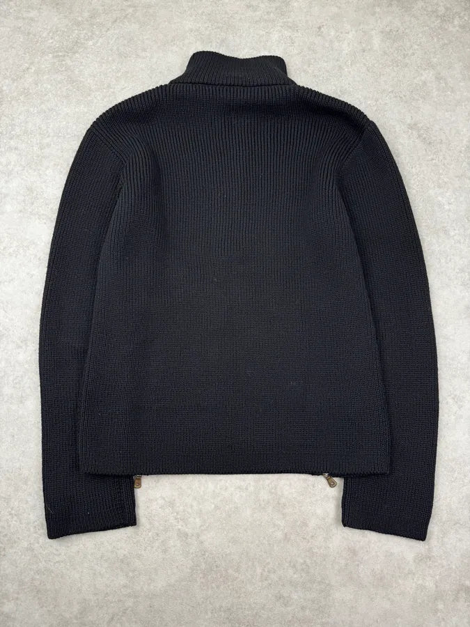 AW2003 Dolce & Gabbana Black Wool Quarter-Zip Sweater bZOfqyL 5