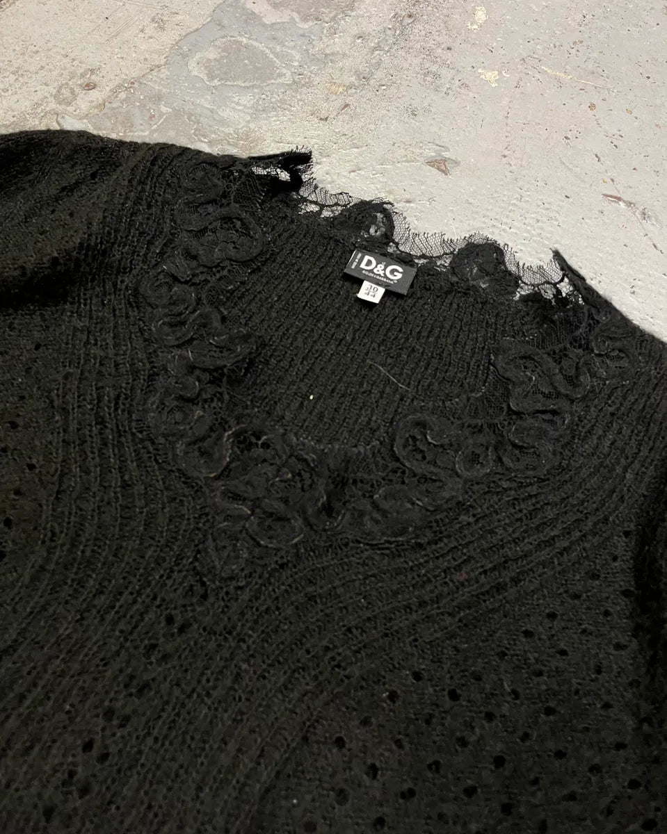 2000s Dolce & Gabbana Black Wool V Neck Classy Sweater epSLqED 4