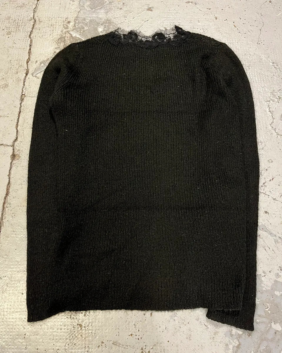 2000s Dolce & Gabbana Black Wool V Neck Classy Sweater epSLqED 6