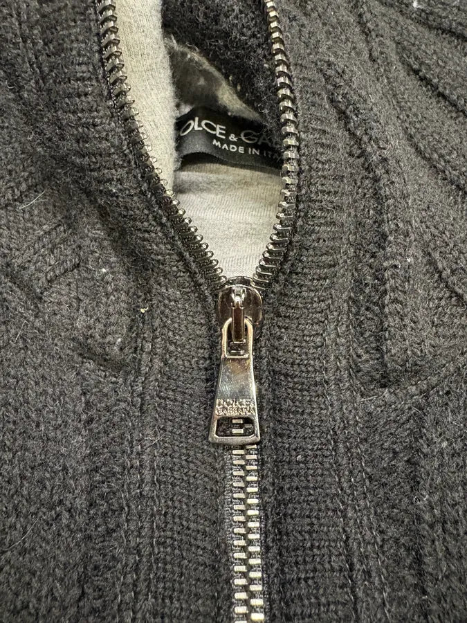 2000s Dolce & Gabbana Black Wool Zip Sweater IroNuwq 7