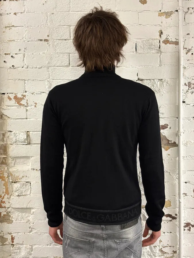 AW2005 Dolce & Gabbana Black Wool Zip-Up Sweater VGhQvOX 2