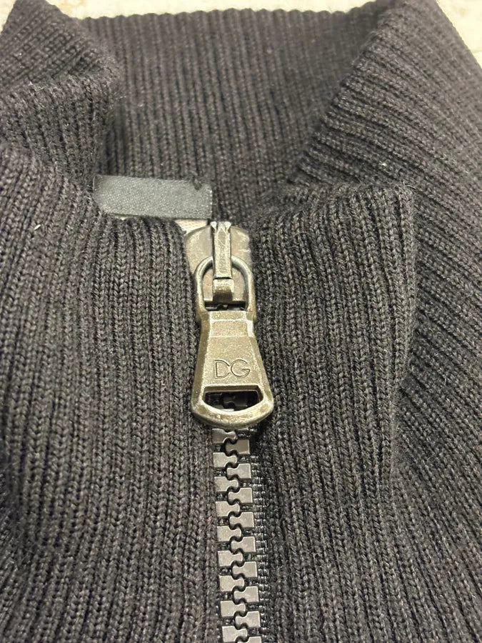 AW2005 Dolce & Gabbana Black Wool Zip-Up Sweater VGhQvOX 8