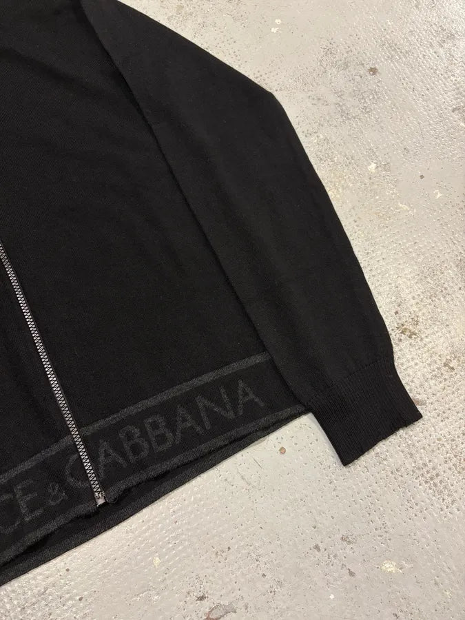 AW2005 Dolce & Gabbana Black Wool Zip-Up Sweater VGhQvOX 7