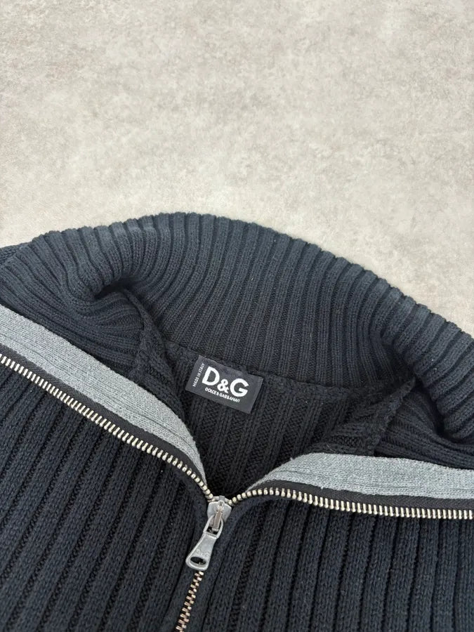 2000s Dolce & Gabbana Black Wool Zip-Up Sweater dEuZvBp 3