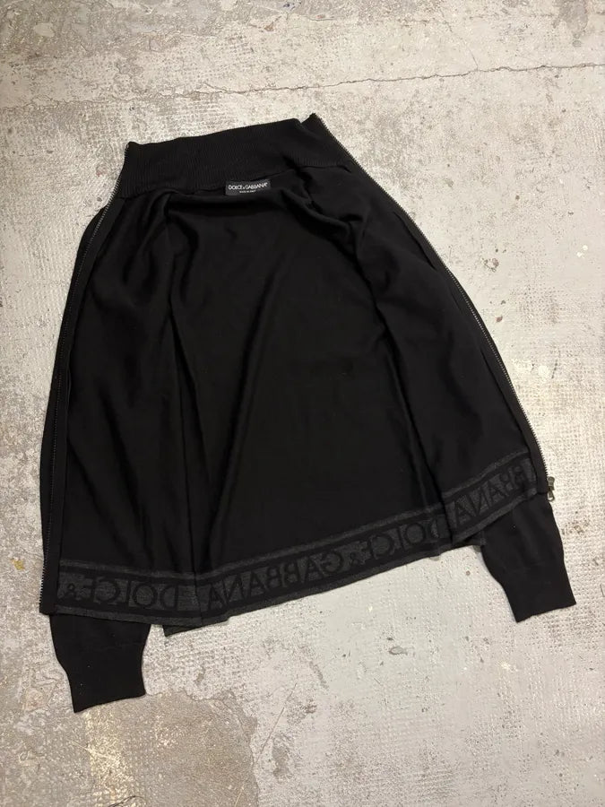 AW2005 Dolce & Gabbana Black Wool Zip-Up Sweater VGhQvOX 6