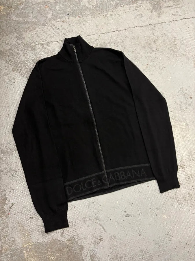 AW2005 Dolce & Gabbana Black Wool Zip-Up Sweater VGhQvOX 3