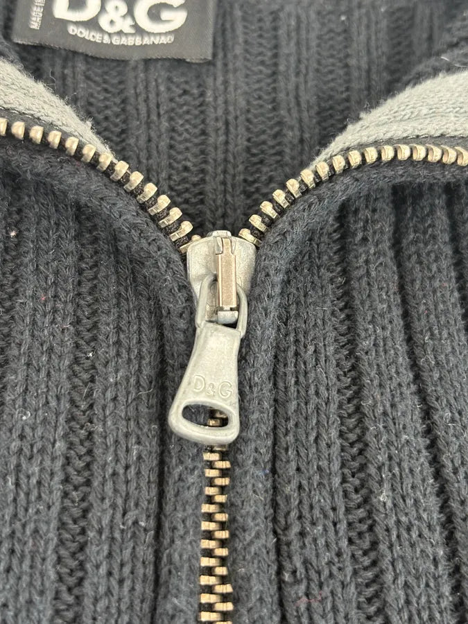 2000s Dolce & Gabbana Black Wool Zip-Up Sweater dEuZvBp 6