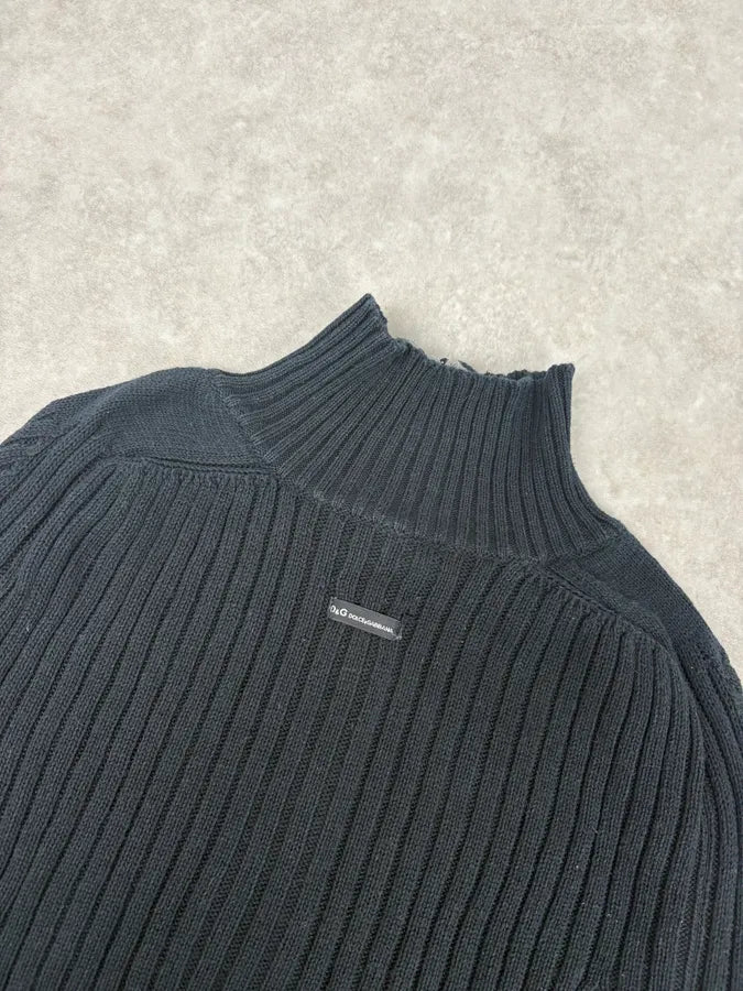 2000s Dolce & Gabbana Black Wool Zip-Up Sweater dEuZvBp 5