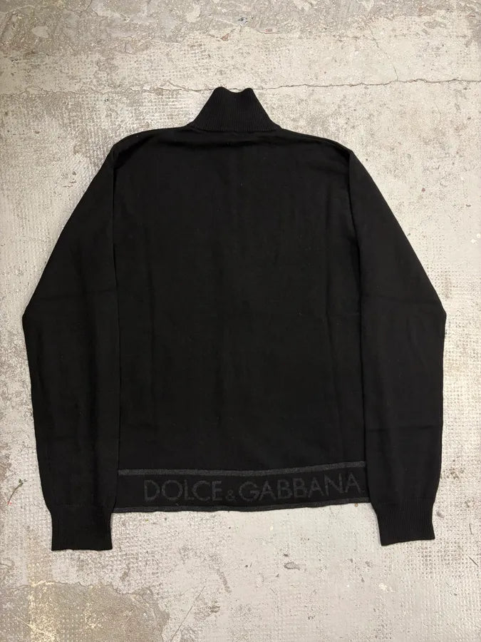 AW2005 Dolce & Gabbana Black Wool Zip-Up Sweater VGhQvOX 5