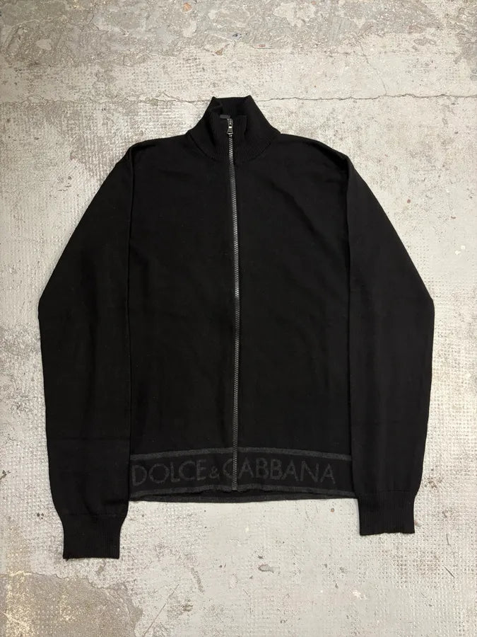 AW2005 Dolce & Gabbana Black Wool Zip-Up Sweater VGhQvOX 0