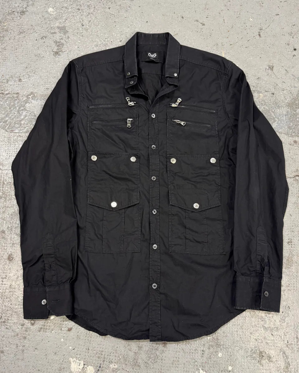 2000s Dolce & Gabbana Black Zip Cargo Shirt QKLFbeY 0
