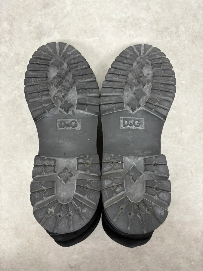 2000s Dolce & Gabbana Black Zip Combat Leather Boots TraeHro 7