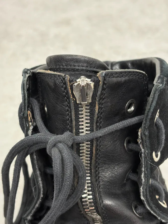 2000s Dolce & Gabbana Black Zip Combat Leather Boots TraeHro 8