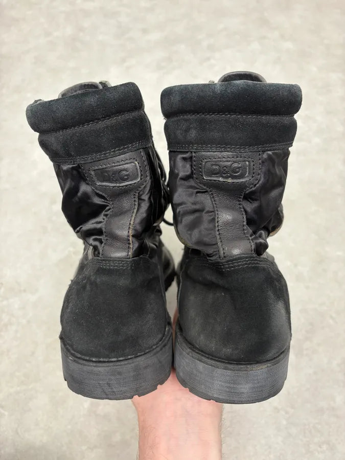 2000s Dolce & Gabbana Black Zip Combat Leather Boots TraeHro 6