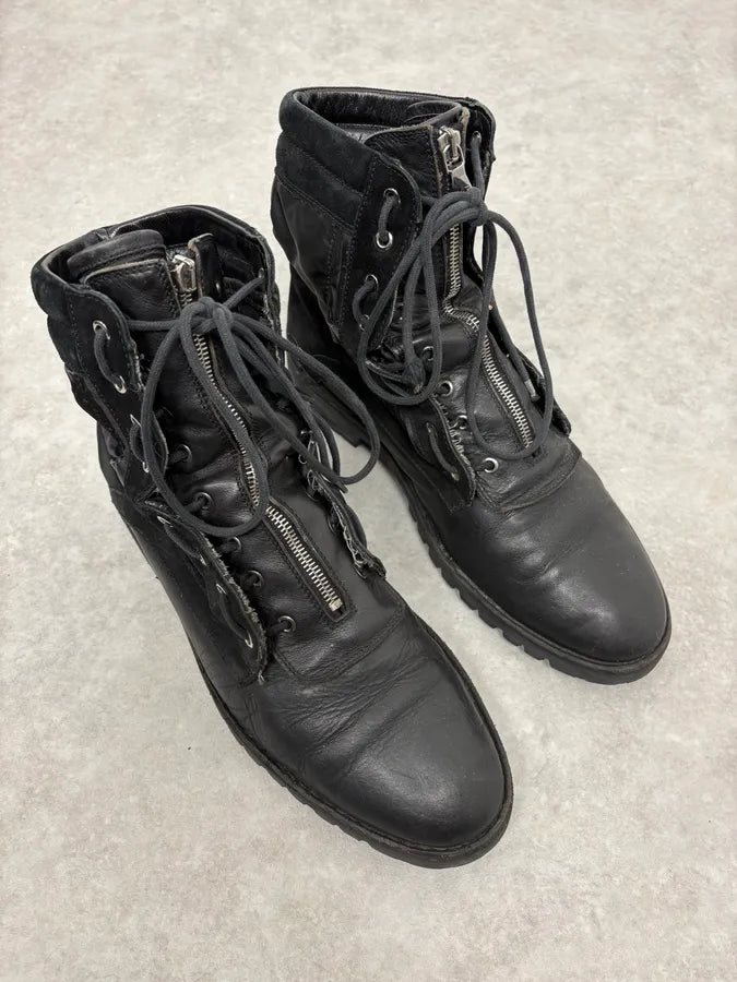 2000s Dolce & Gabbana Black Zip Combat Leather Boots TraeHro 3