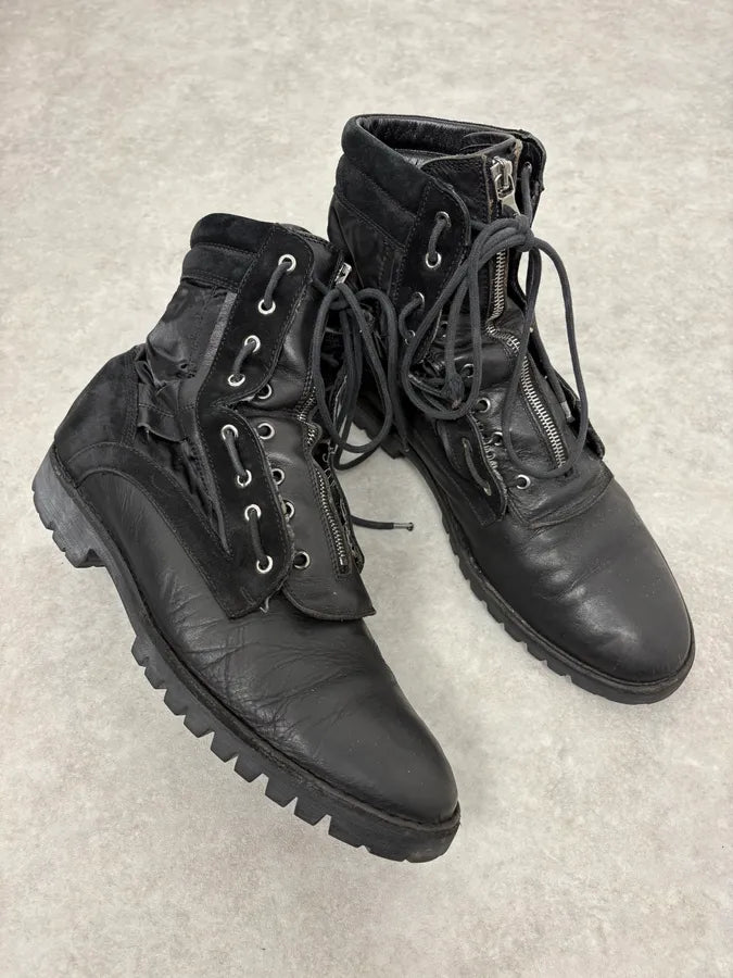 2000s Dolce & Gabbana Black Zip Combat Leather Boots TraeHro 4