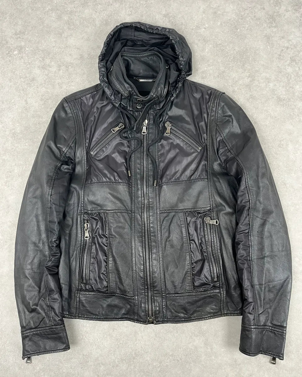 AW2009 Dolce & Gabbana Black Multi-Zip Nylon & Leather Jacket FLSNycL 3