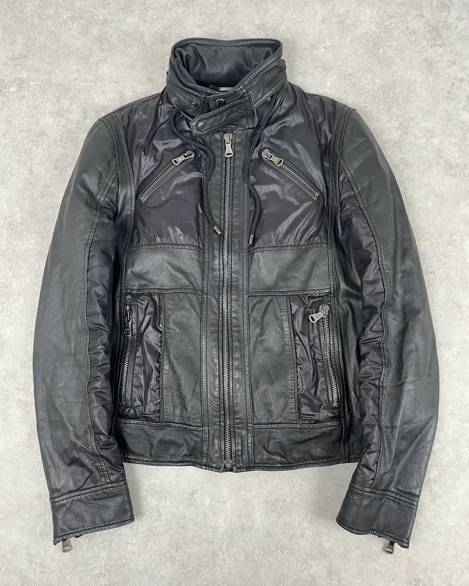AW2009 Dolce & Gabbana Black Multi-Zip Nylon & Leather Jacket FLSNycL 0