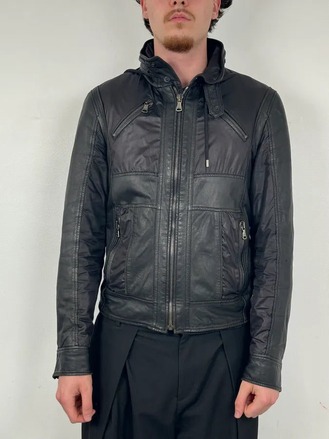 AW2009 Dolce & Gabbana Black Multi-Zip Nylon & Leather Jacket FLSNycL 1