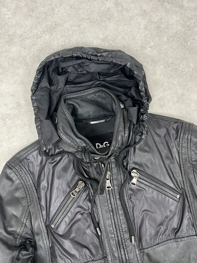 AW2009 Dolce & Gabbana Black Multi-Zip Nylon & Leather Jacket FLSNycL 6