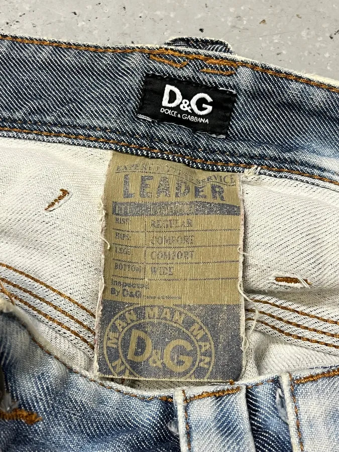 AW2006 Dolce & Gabbana Bleached Effect White & Blue Denim Jeans PcrjJxW 10
