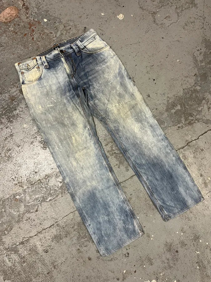 AW2006 Dolce & Gabbana Bleached Effect White & Blue Denim Jeans PcrjJxW 5