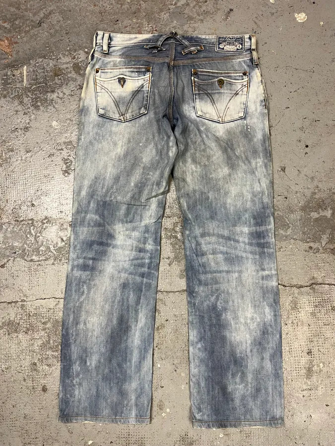 AW2006 Dolce & Gabbana Bleached Effect White & Blue Denim Jeans PcrjJxW 4