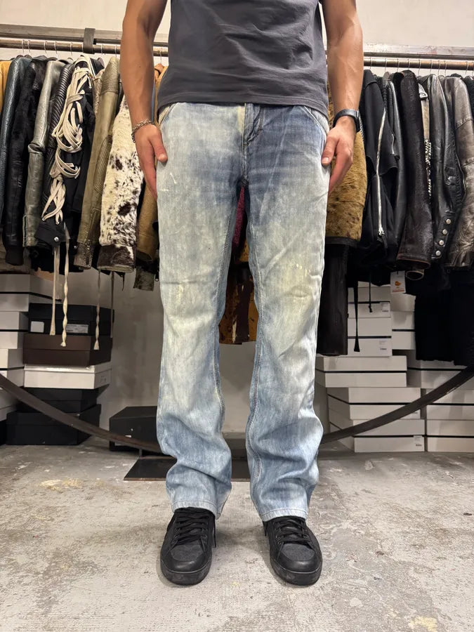 AW2006 Dolce & Gabbana Bleached Effect White & Blue Denim Jeans PcrjJxW 0