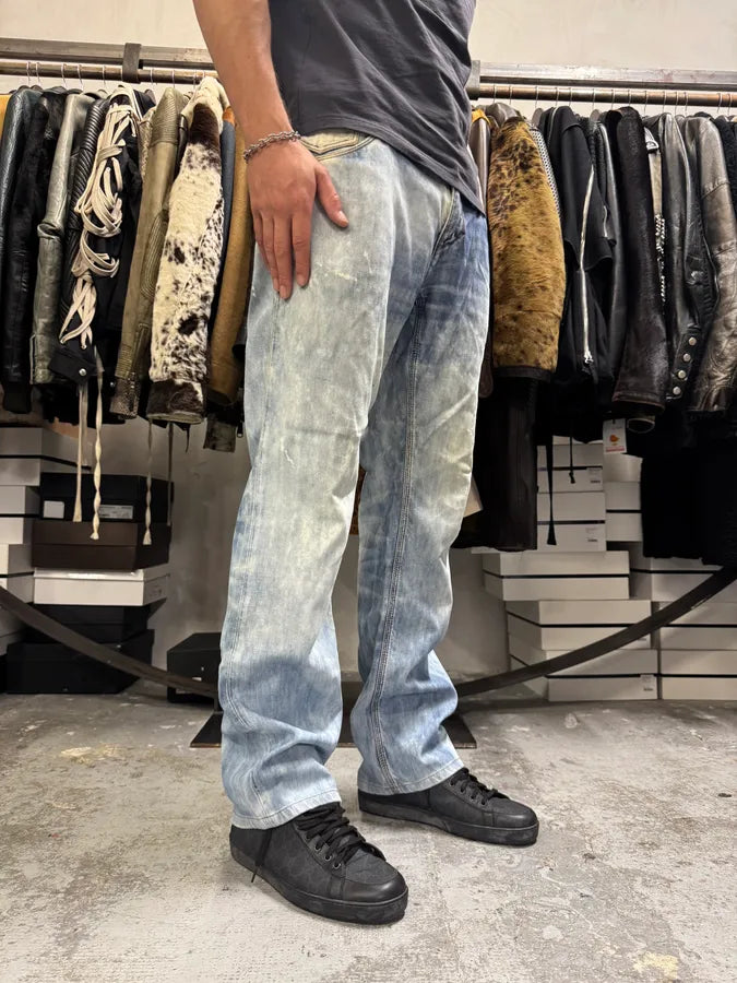 AW2006 Dolce & Gabbana Bleached Effect White & Blue Denim Jeans PcrjJxW 2