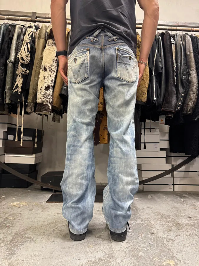 AW2006 Dolce & Gabbana Bleached Effect White & Blue Denim Jeans PcrjJxW 3